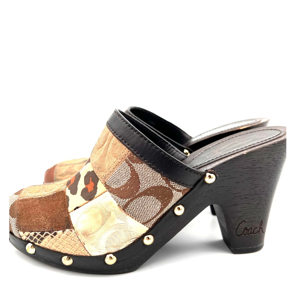 Coach Mules, Patchwork, Gold Studded - image 1